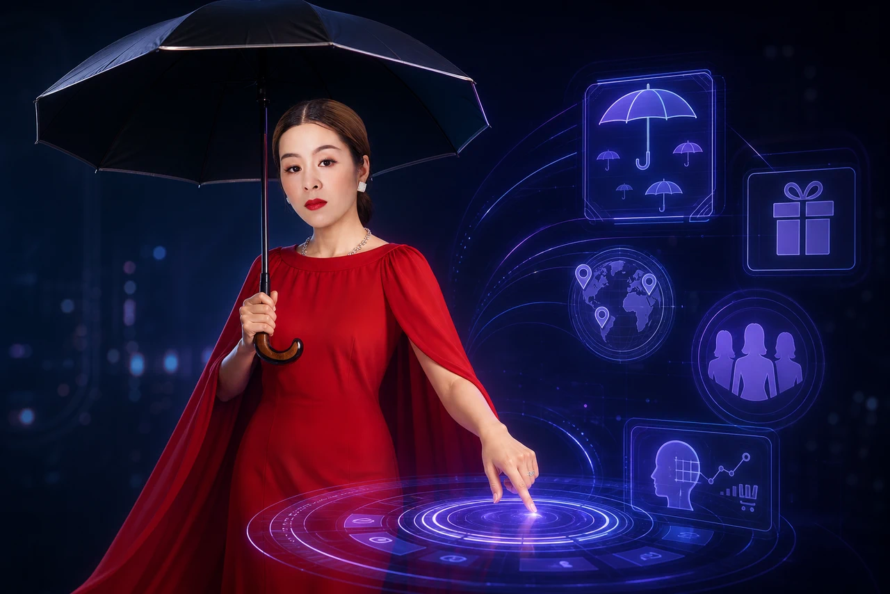 潘红云与雨伞3D形象
